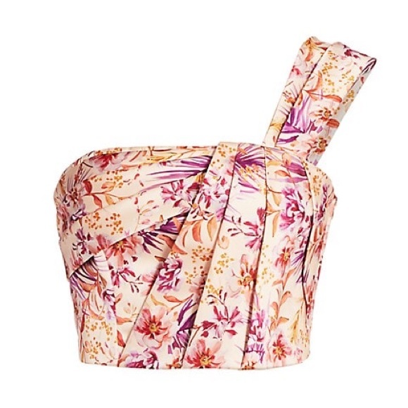 AMUR Madame Printed One Shoulder Crop Top - Picture 10 of 14